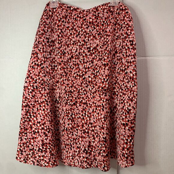 TALBOTS Red Raining Dots Charmeuse Flounced Skirt Sz Petite 4p - Picture 1 of 7
